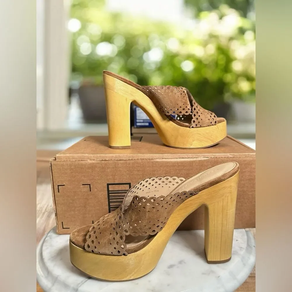 Veronica Beard Brown Suede Platform Mules